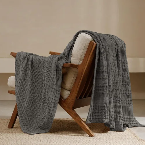 Vista 59 de PHF Manta ligera de punto gofre 100% algodón para cama, King, color blanco 02 Blanco