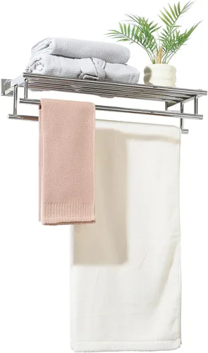Vista 12 de Alise Toallero, Estante de Toallas con Barras Dobles para Lavabo de Baño, SUS 304 Acero Inoxidable de Montaje en Pared, 40.6 cm Níquel Cepillado