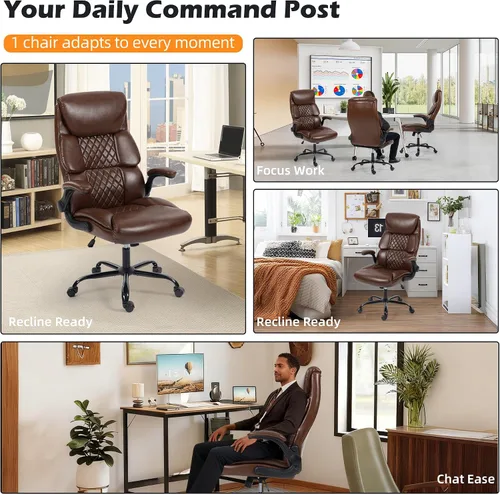 Vista 8 de Silla de oficina – Silla ergonómica de escritorio para computadora con respaldo alto con función mecedora y soporte lumbar, silla ejecutiva cómoda
