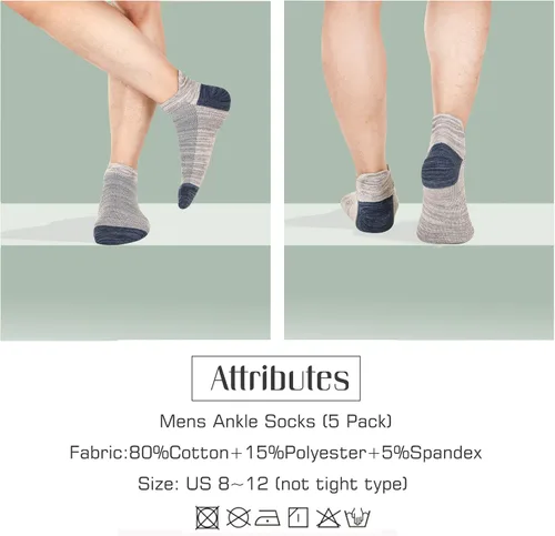 Vista 4 de Calcetines cortos de algodón para hombres y mujeres, calcetines cortos de algodón antideslizantes que absorben la humedad