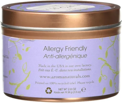 Vista 3 de Aroma Naturals Tin Candle - Aceite esencial de lavanda con aroma de soja natural, tranquilidad, 2
