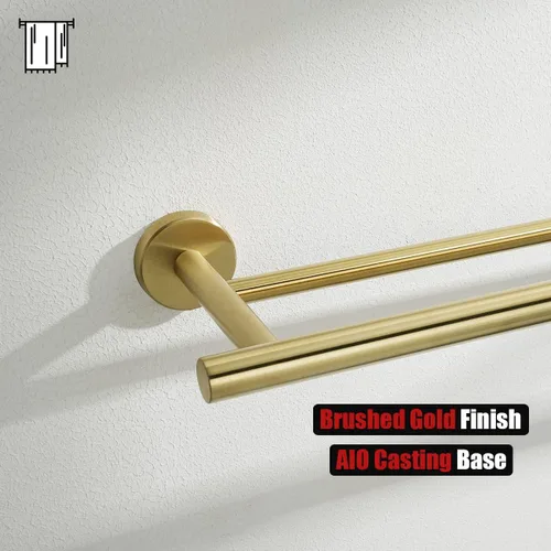 Vista 8 de JQK Barra Doble para Toallas Dorada, 15 Pulgadas de Acero Inoxidable 304 Gruesa de 0.8mm Soporte para Toallas para Baño y Toallas de Mano, Montaje