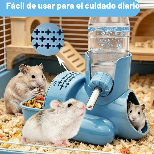 Vista 8 de VANNON Botella de agua para hámster 3 en 1 sin goteo, botella de agua para animales pequeños, dispensador automático de botellas con base