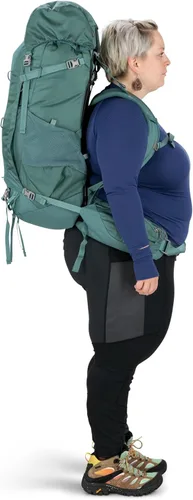Vista 6 de Osprey Viva 65L Mochila de mochilero para mujer, color gris Tunnel Vision, ajuste extendido