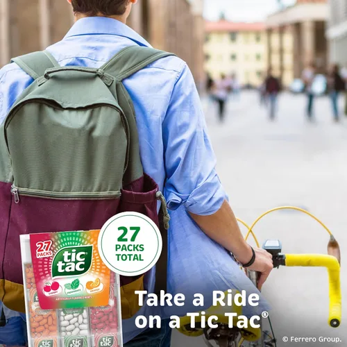 Vista 6 de Tic Tac Paquete Variedades Mega Caja, Paquete a Granel de 27 Paquetes, Cereza, Mentas Frescas, Naranja, Refrescantes Mentas Afrutadas, Caja Clásica