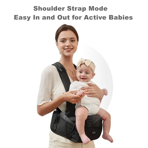 Vista 5 de SUNVENO Portabebés ergonómico 3 en 1 con asiento de cadera para recién nacidos y niños pequeños, soporta 20 libras y más, alivio de cintura