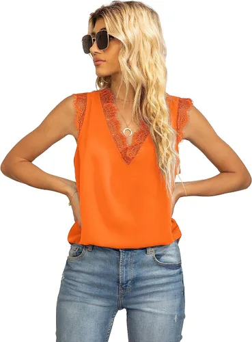 Vista 45 de VIISHOW - Camiseta sin mangas, sexy, con cuello en V y bordes de encaje para mujer, camisola de vestir, camisas de gasa, sin mangas, casuales