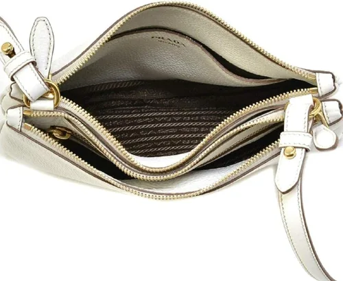 Vista 5 de Bandolera Prada Vitello Phenix de Piel Blanca 1BH046