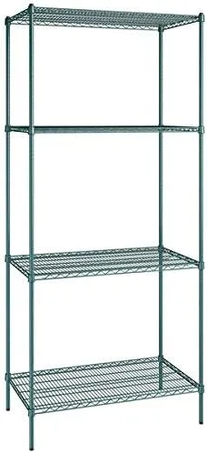 Vista 29 de Kit de 4 estantes de epoxi verde NSF de 21 x 72 pulgadas con postes de 86 pulgadas, estantería de almacenamiento resistente, kit de estantería
