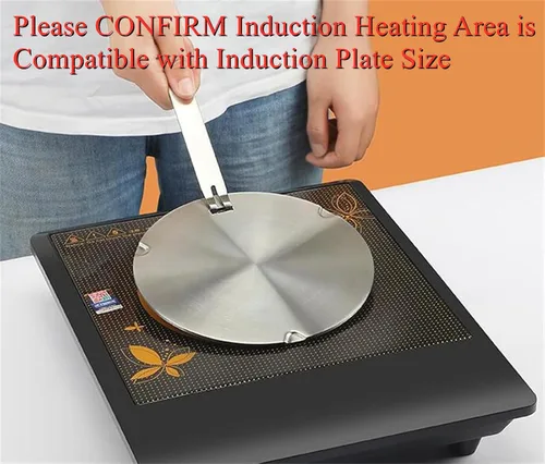 Vista 2 de Adaptador de placa de inducción, difusor de calor para estufa de gas y vidrio, disco convertidor de inducción con mango extraíble, placa difusora