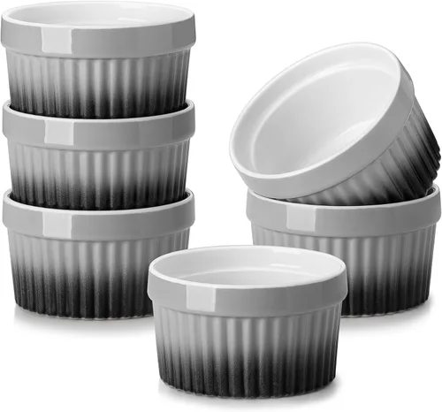 Vista 11 de MALACASA Ramequines de 119 ml aptos para horno, pequeños platos de soufflé cerámicos para crema brulée y soufflé, tazas de natillas de barro Azul