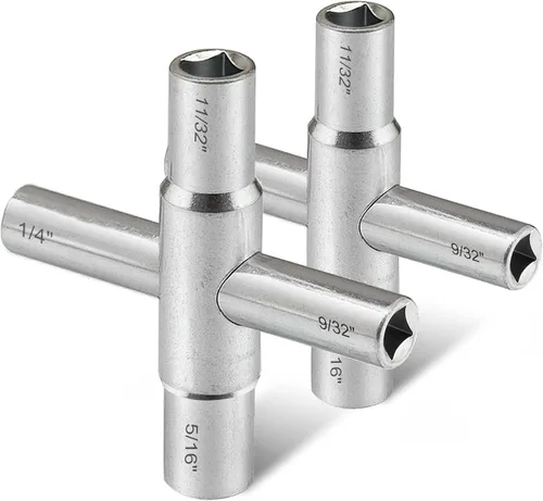 Vista 7 de Hanpex Llave de caja de medidor 4 en 1, llave de gas, llave de servicios públicos, para buzón, ascensor, armario eléctrico, puerta de tren, válvula