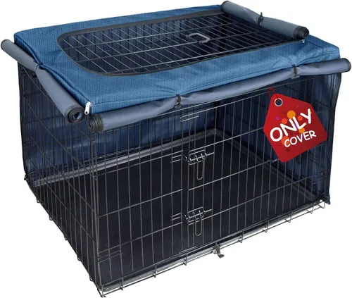 Vista 22 de Explore Land - Funda para jaula para perros, 18 pulgadas, color negro Parasol de poliéster resistente, ajuste universal para jaula de alambre