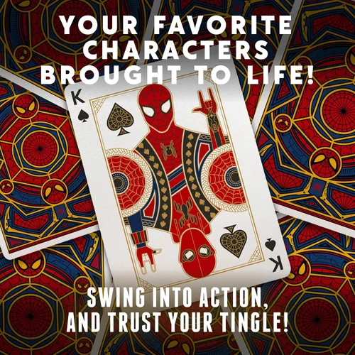 Vista 4 de theory11 Spiderman - Baraja de póquer de traje azul rojo dorado con obras de arte de películas personalizadas, magia, cardena, regalo de noche