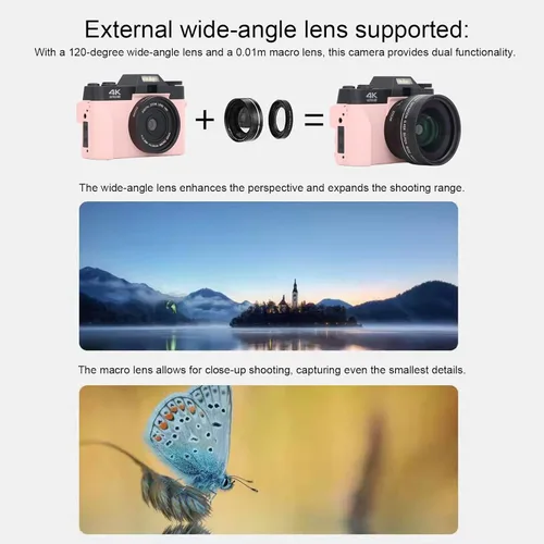 Vista 5 de Cámara digital 4K para enfoque automático de fotografía, zoom digital de 16X, cámara de vlogging de 48MP con pantalla abatible de 180° de 3