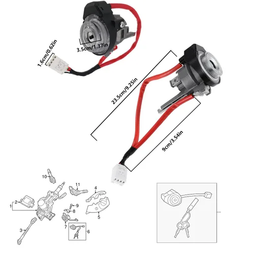 Vista 6 de Cilindro de bloqueo de encendido con llave, compatible con Kia Sportage 2011-2016 Reemplazo automotriz interruptor de encendido cilindro de bloqueo