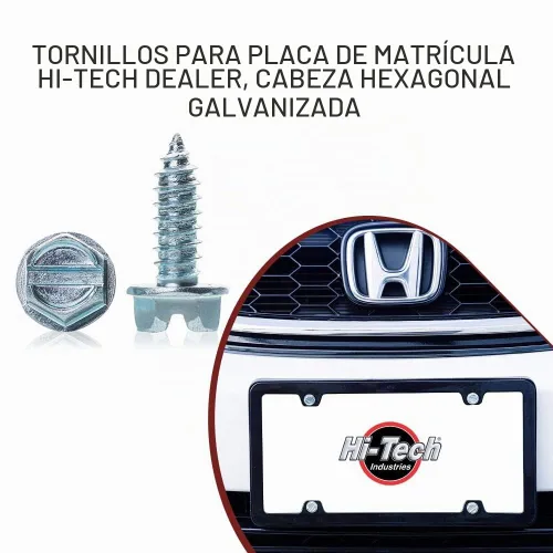 Vista 2 de Tornillos para matrícula de zinc chapado HI-TECH, paquete de 100 piezas #14 x 3/4 pulgadas – Pernos de cabeza hexagonal resistentes a la oxidación