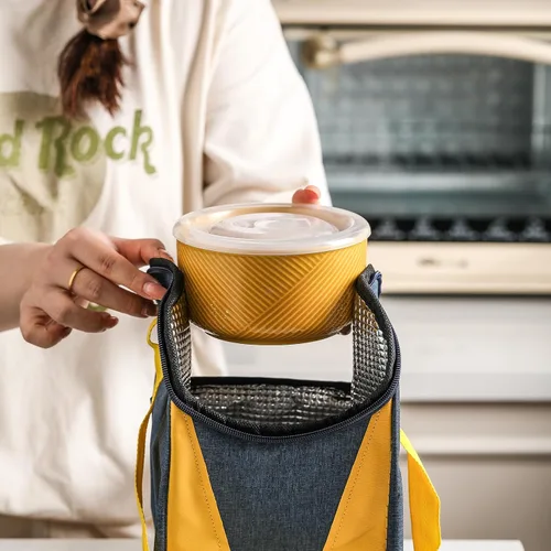 Vista 6 de Cuencos de cerámica con tapas: recipientes de almacenamiento de alimentos aptos para microondas de 20 onzas para sopa, ensalada, cereales, sobras