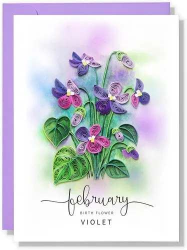 Vista 12 de Tarjeta de Flor de Nacimiento, Tarjeta Floral de Quilling Hecha a Mano para Cumpleaños, Aniversario, Flor de Mes de Nacimiento para Mamá, Mujeres