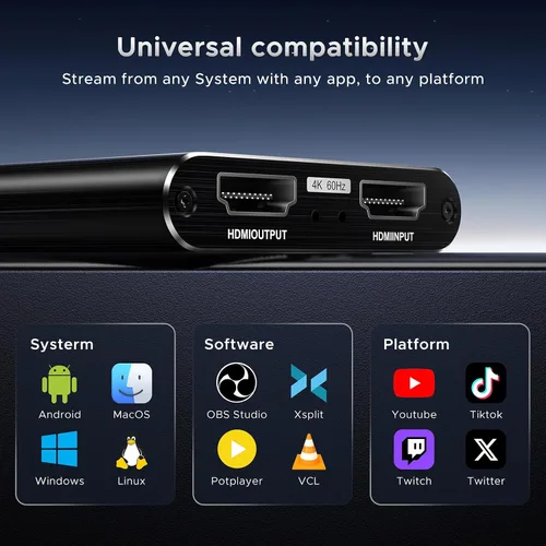 Vista 11 de XIIXMASK Tarjeta de captura de video, tarjeta de captura de audio y video, tarjeta de captura USB 3.0 4K HDMI Loop-Out, 1080P 60FPS/2K 30FPS captura