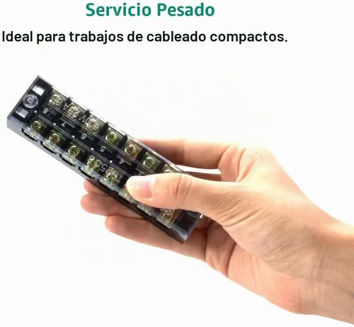 Vista 7 de 8 piezas (4 conjuntos) Bloques de tira de terminal de tornillo de doble hilera de 8 posiciones 600V 25A con cubierta + tira de barrera de terminales