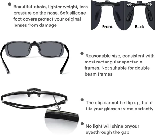 Vista 4 de DAUCO Gafas de sol polarizadas con clip sobre gafas de sol graduadas que no se vuelven