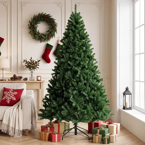 Vista 11 de 4.5 Ft Artificial Green Christmas Tree for Holiday Home Decor Classic Full hinged evergreen spruce tree with realistic flame-retardant branch tips