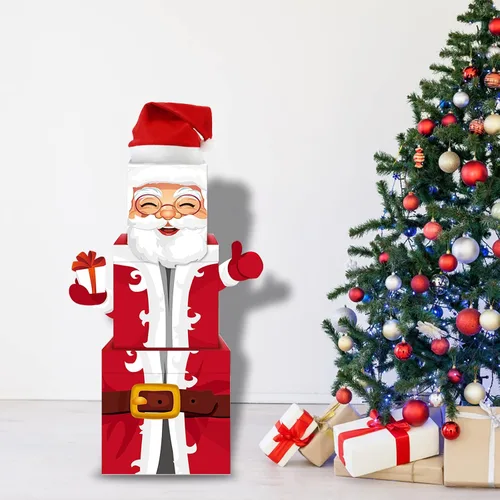 Vista 9 de 7 cajas apilables de Nochebuena, cajas de Navidad apilables con temática de Papá Noel, cajas de papel para el hogar y fiesta