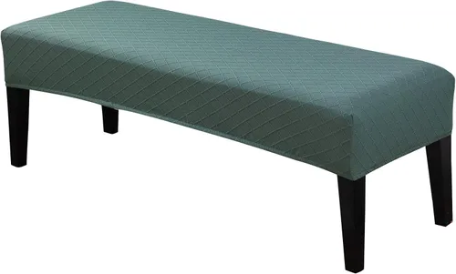 Vista 30 de Fundas de banco de comedor de jacquard tapizado de elastano elástico, funda de banco de alta elasticidad, protectores de banco extraíbles y lavables