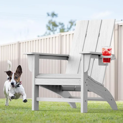 Vista 27 de Silla Adirondack moderna, sillas de patio de plástico HDPE para todo tipo de clima, silla para hoguera, sillas de césped al aire libre para terraza