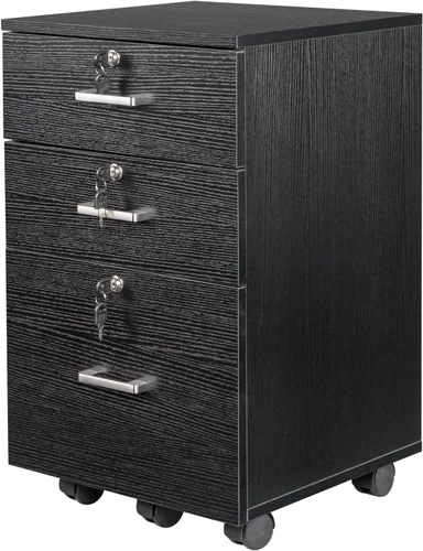 Vista 7 de Archivador de 3 cajones con cerradura, archivador móvil de 3 cajones con cerradura, archivador de bloqueo, pedestal rodante de 3 cajones debajo