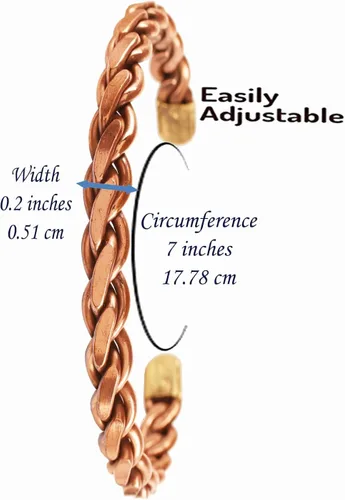 Vista 3 de Touchstone Pulsera de cobre curativo india hecha a mano con chakras de la paz yoga meditación y mantra para mujeres y hombres