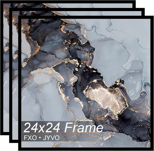 Vista 14 de Fxojyvo Marco de 4 x 4 pulgadas, marco negro para póster cuadrado de 4 x 4, peso ligero y altamente transparente, marco de 4 x 4 para pared, 1