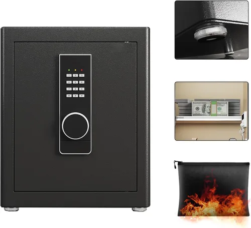 Vista 7 de Caja fuerte, seguridad para el hogar de 2.0 pies cúbicos con bolsa impermeable ignífuga, caja fuerte con teclado electrónico digital, caja fuerte