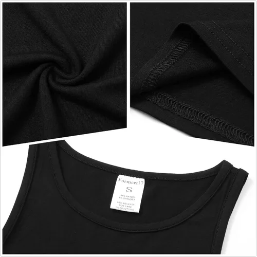 Vista 5 de Formeet17 4 piezas de camiseta corta básica sin mangas para mujer, cuello redondo