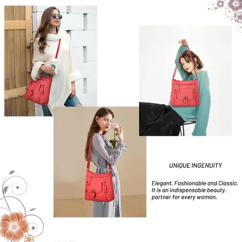 Vista 7 de Angel Kiss Bolsos cruzados, bolsos de hombro y bolsos para mujer, con múltiples bolsillos, para uso diario, suaves, tamaño mediano