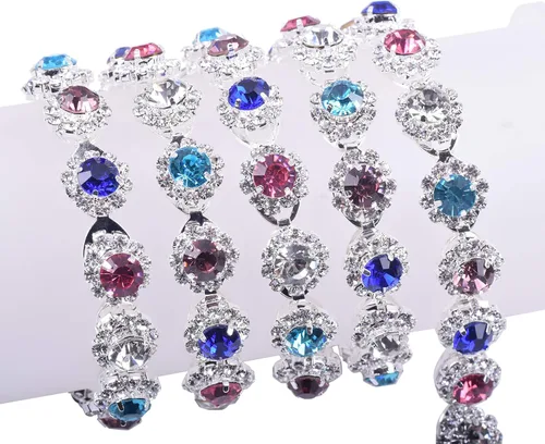 Vista 5 de KAOYOO Cadena de diamantes de imitación de cristal con forma de flor de 1 yarda en base de latón dorado para coser en ropa y adornos de ramo