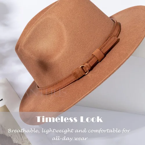 Vista 5 de Lisianthus - Sombrero Fedora de ala amplia con hebilla de cinturón para hombre y mujer