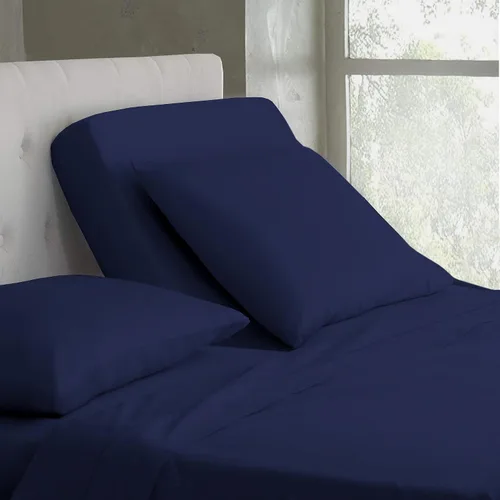 Vista 69 de Juego de sábanas de algodón de 600 hilos tamaño Queen dividido para base de cama ajustable, juego de sábanas de 4 piezas con bolsillo profundo
