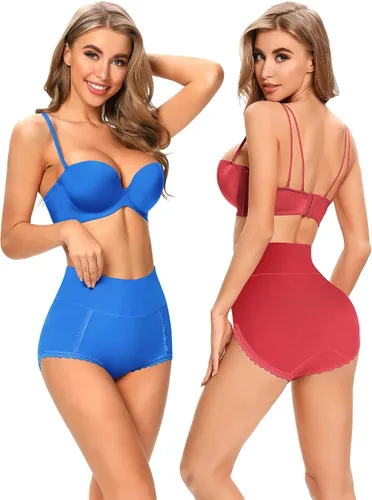 Vista 3 de Ropa interior suave de algodón de tiro alto para mujer ropa interior transpirable paquete múltiple