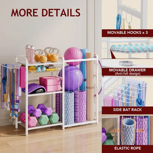 Vista 2 de Homsorout Garage Sports Equipment Organizer, Ball Storage for Gear and Toys, Large Capacity, Sports Organizer for Garage with Hooks and Baskets