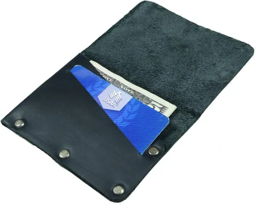 Vista 5 de Hide & Drink, Tarjetero remachado de cuero, cartera de efectivo, organizador de maletines de viaje, accesorios, hecho a mano, Negro -, Cartera