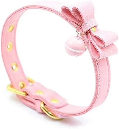 Vista 3 de LEWECEEO PU Leather Bow Collar Necklace Choker with Bell Cat Cosplay Kitty Necklace Choker Collar for Women