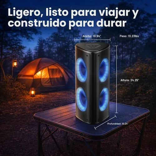 Vista 9 de Fisher Altavoces Bluetooth portátiles, altavoces estéreo, sistema inalámbrico Bluetooth, triángulo cuádruple de 6.5 pulgadas, doble potencia máxima