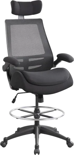 Vista 12 de BOLISS Silla de oficina alta de dibujo, 400 libras, respaldo alto, silla de escritorio ancha cómoda con reposabrazos abatibles, soporte lumbar, Negro