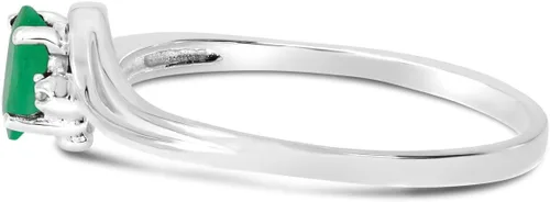 Vista 5 de Anillo de diamantes y esmeralda en oro blanco de 10 quilates