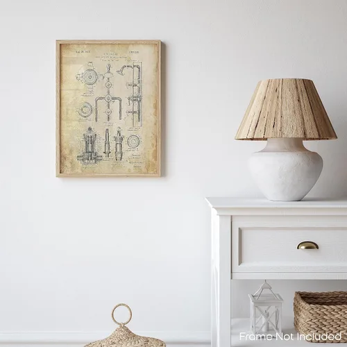 Vista 7 de Inspirational Wall Art Co. - Válvula de ducha - Herramientas de fontanería para soldar, tubos de fontanero, carteles de patente vintage, impresión