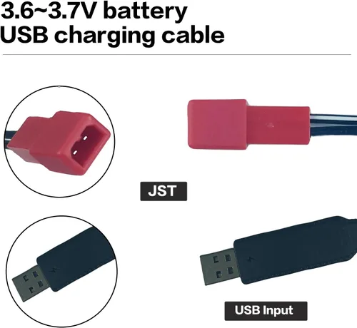 Vista 3 de Cable de carga USB de 3.7 V con enchufe JST compatible con helicóptero de avión RC/Sky Viper Drone/RC Car Toys Accesorios para batería Lipo