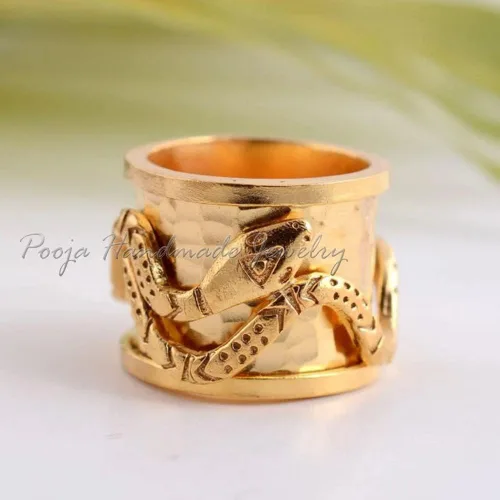 Vista 2 de Gold Spinner Ring, Snake Spinner Ring, Handmade 925 Sterling Silver Men Ring, Women Ring, Gold Snake Band Ring, Meditation Ring, Boho Ring Women