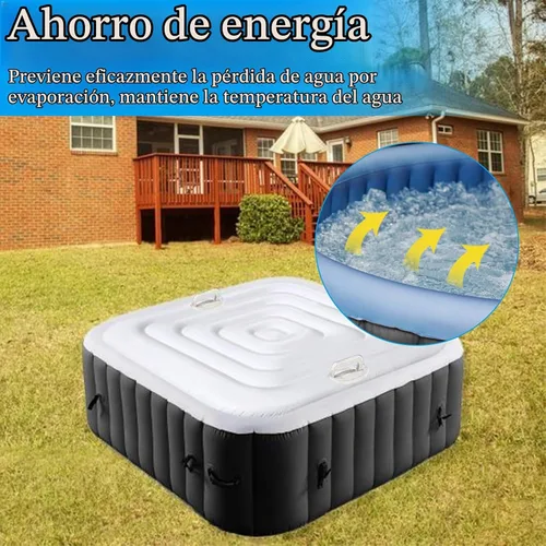 Vista 4 de Cubierta Inflable para Jacuzzi Tapa de Ahorro de Energía para Jacuzzi al Aire Libre, Cubierta Protectora Resistente al Viento e Impermeable